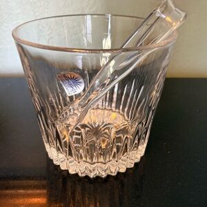 Vintage Princess House Crystal Ice Bucket With Tongs 5 1/2 High Still Has Tag On